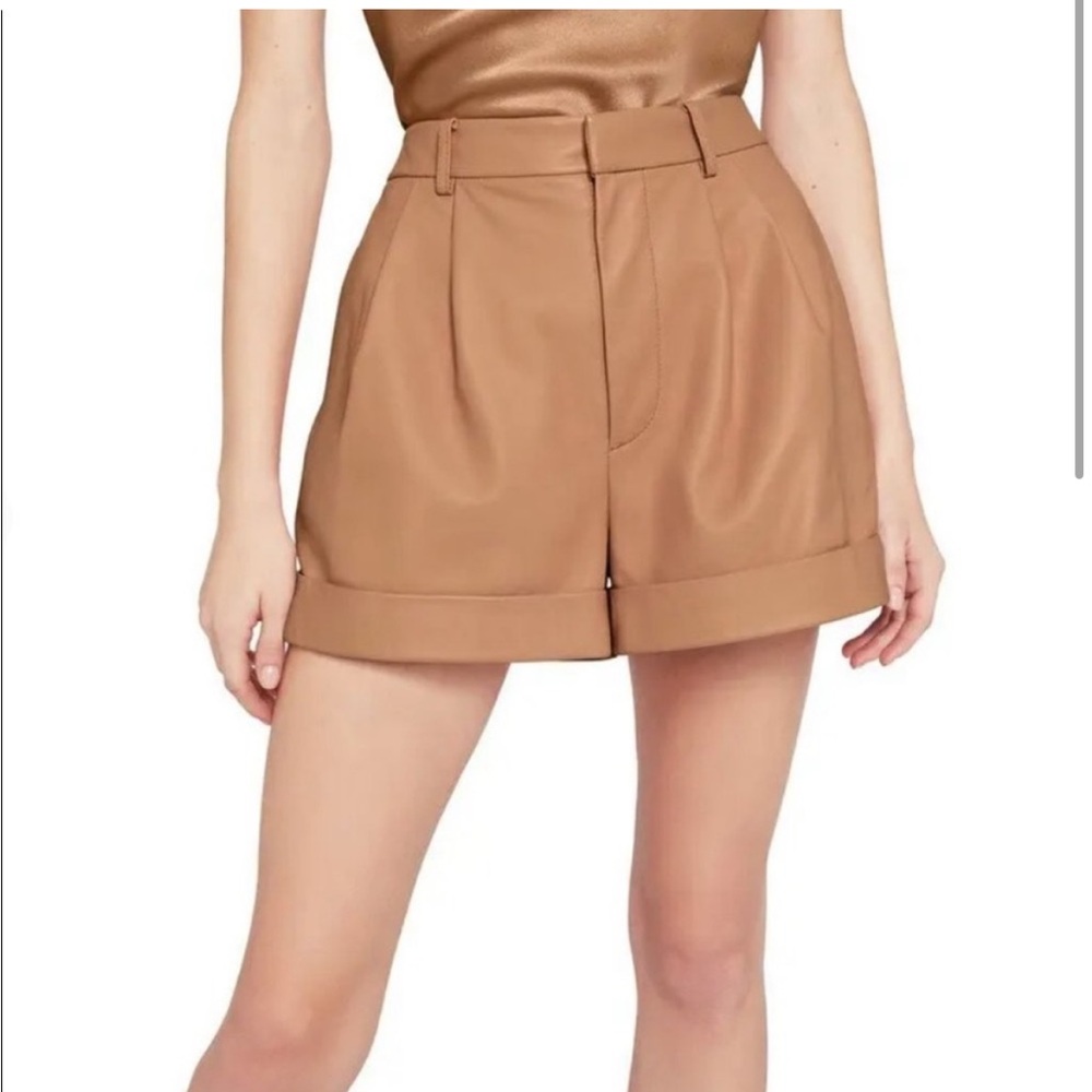 Alice + Olivia Brown Conry Leather Shorts